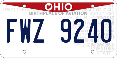 OH license plate FWZ9240