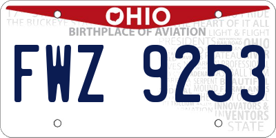 OH license plate FWZ9253