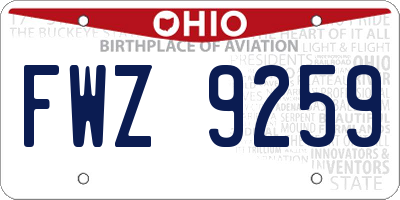 OH license plate FWZ9259