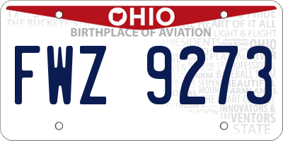 OH license plate FWZ9273