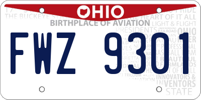 OH license plate FWZ9301