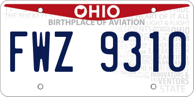 OH license plate FWZ9310
