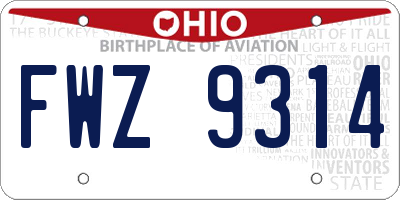 OH license plate FWZ9314