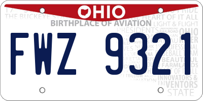 OH license plate FWZ9321