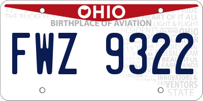 OH license plate FWZ9322