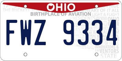 OH license plate FWZ9334