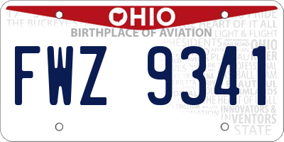 OH license plate FWZ9341