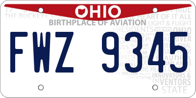 OH license plate FWZ9345