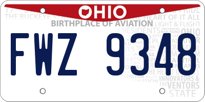 OH license plate FWZ9348