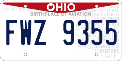 OH license plate FWZ9355