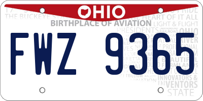 OH license plate FWZ9365