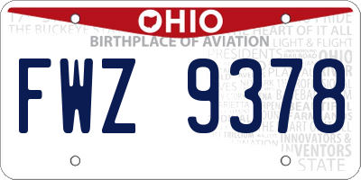 OH license plate FWZ9378