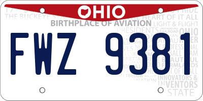 OH license plate FWZ9381