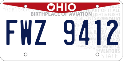 OH license plate FWZ9412