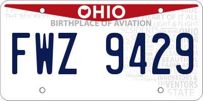 OH license plate FWZ9429