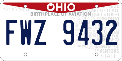 OH license plate FWZ9432