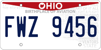 OH license plate FWZ9456