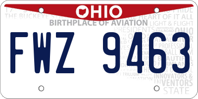 OH license plate FWZ9463
