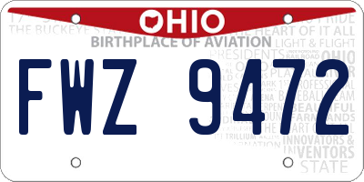 OH license plate FWZ9472