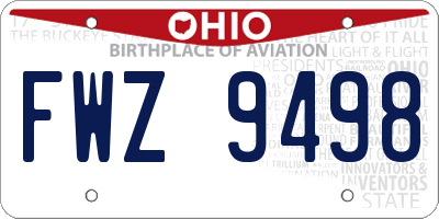 OH license plate FWZ9498