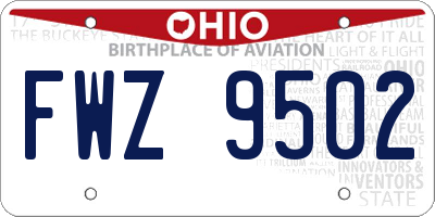 OH license plate FWZ9502