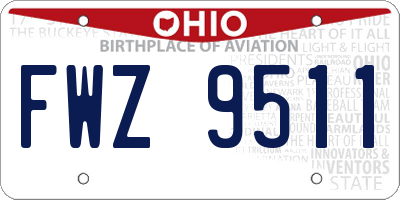 OH license plate FWZ9511