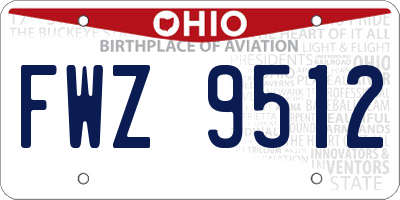 OH license plate FWZ9512