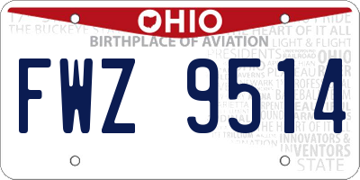OH license plate FWZ9514