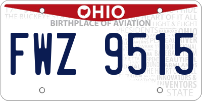 OH license plate FWZ9515