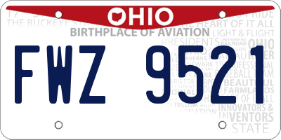 OH license plate FWZ9521