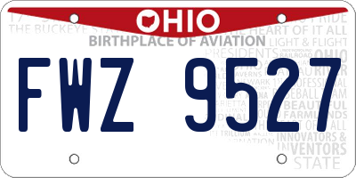 OH license plate FWZ9527