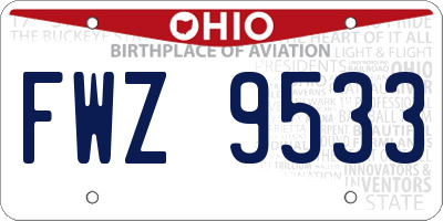 OH license plate FWZ9533