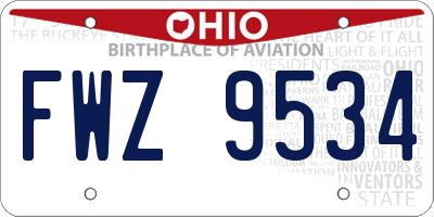 OH license plate FWZ9534
