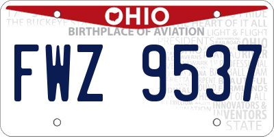 OH license plate FWZ9537