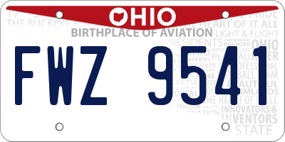 OH license plate FWZ9541