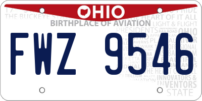 OH license plate FWZ9546