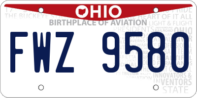 OH license plate FWZ9580