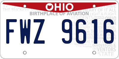 OH license plate FWZ9616