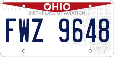 OH license plate FWZ9648