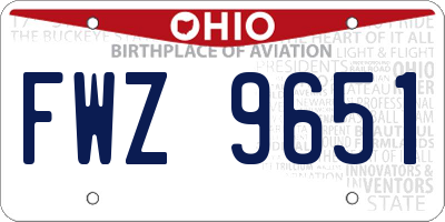 OH license plate FWZ9651