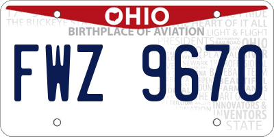 OH license plate FWZ9670