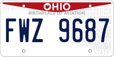 OH license plate FWZ9687