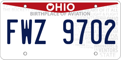 OH license plate FWZ9702