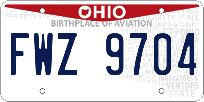 OH license plate FWZ9704
