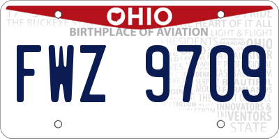 OH license plate FWZ9709