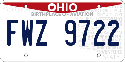 OH license plate FWZ9722