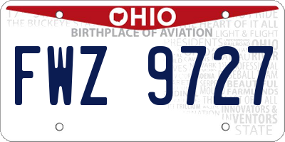 OH license plate FWZ9727