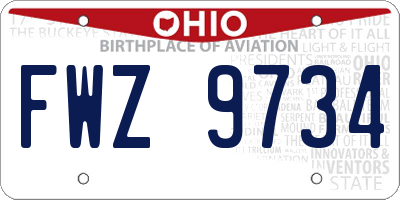 OH license plate FWZ9734