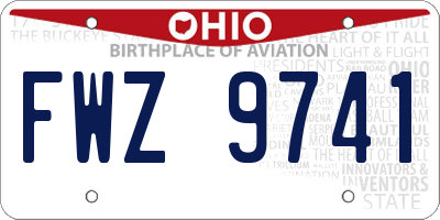 OH license plate FWZ9741