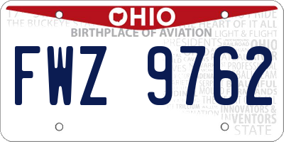 OH license plate FWZ9762